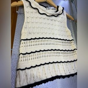 Cream and black crochet shirt